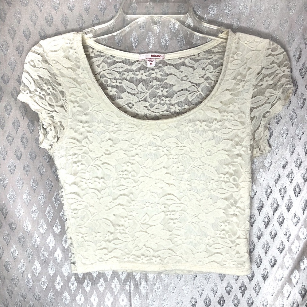 SOLD White Floral Lace Crop Top